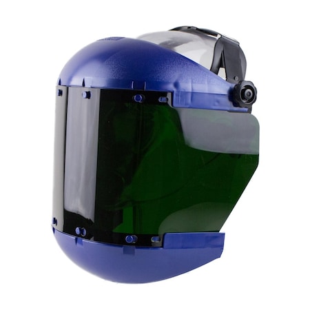 Sellstrom 380 Premium Series Dual Crown Face Shield, Universal Adapter, Acetate, Shade 5 IR, Uncoated S38250